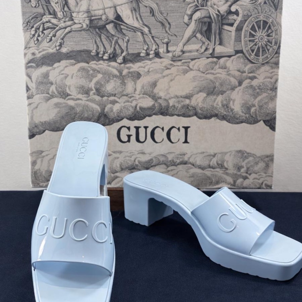 Gucci Women's Light Blue Logo Mules